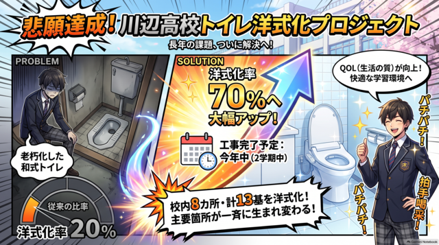 川辺高校トイレ洋式化プロジェクト(アニメ・ブレザー)