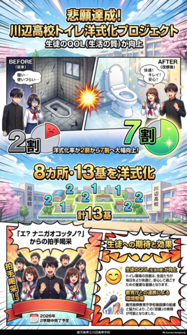 川辺高校トイレ洋式化プロジェクト(縦・学ラン)